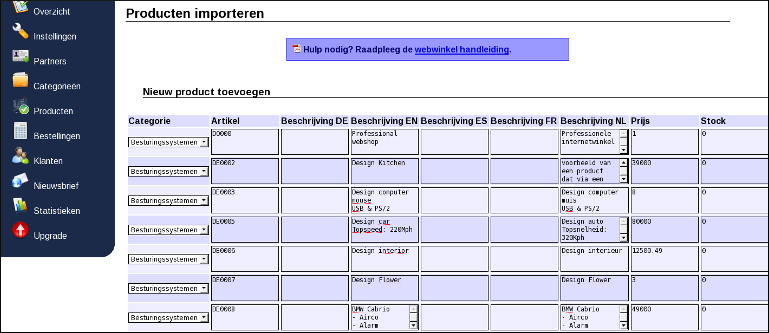 Produkte importieren