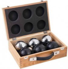 Petanque 6 ballen zwart/zilver